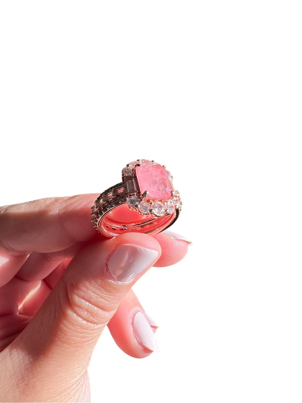Bomb Party Moonrise Moment Rose Gold Pink Statement Ring - Size 7 NWOT